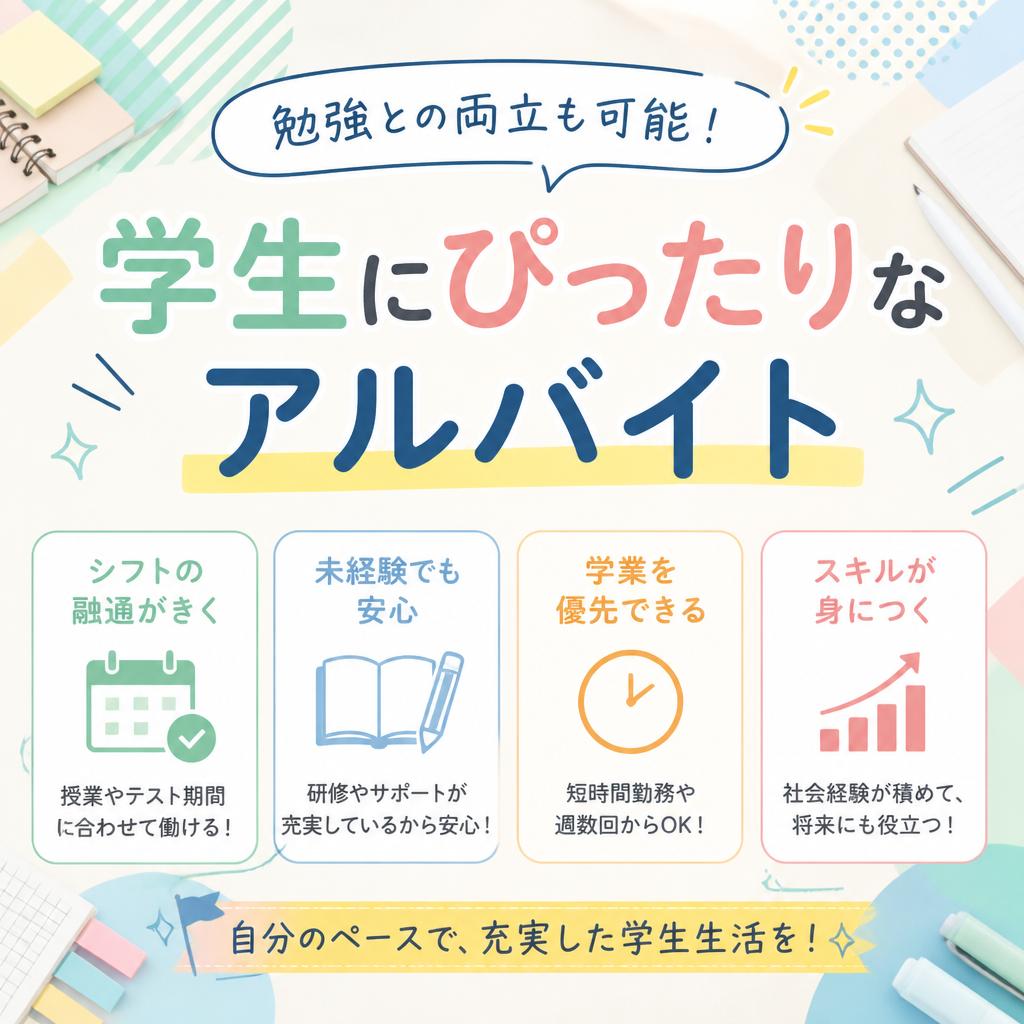 勉強との両立も可能！学生にぴったりなアルバイト