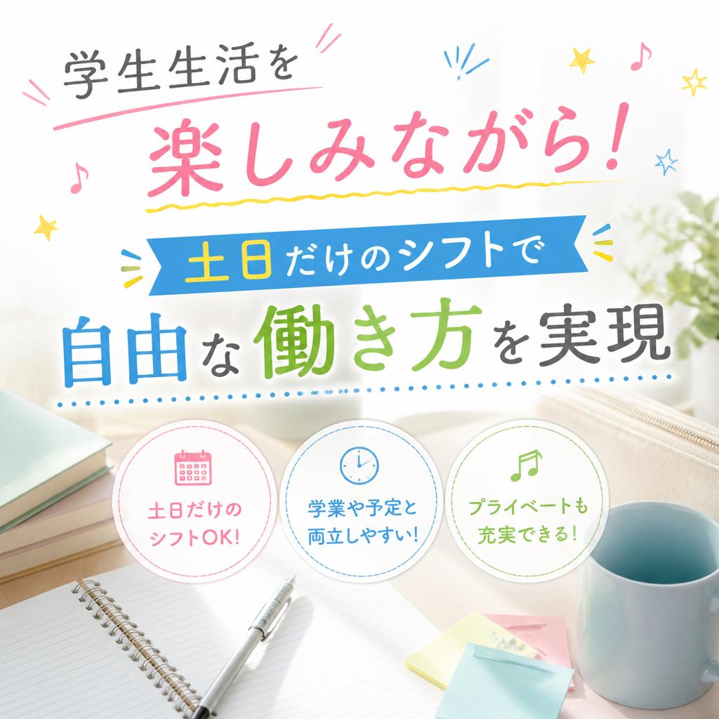 学生生活を楽しみながら！土日だけのシフトで自由な働き方を実現