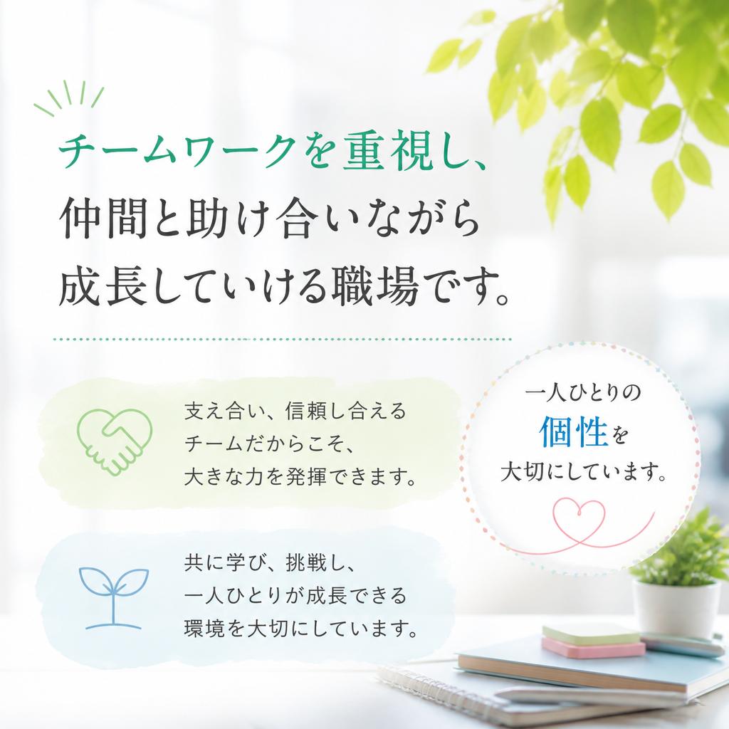 仲間と一緒に成長できる職場環境