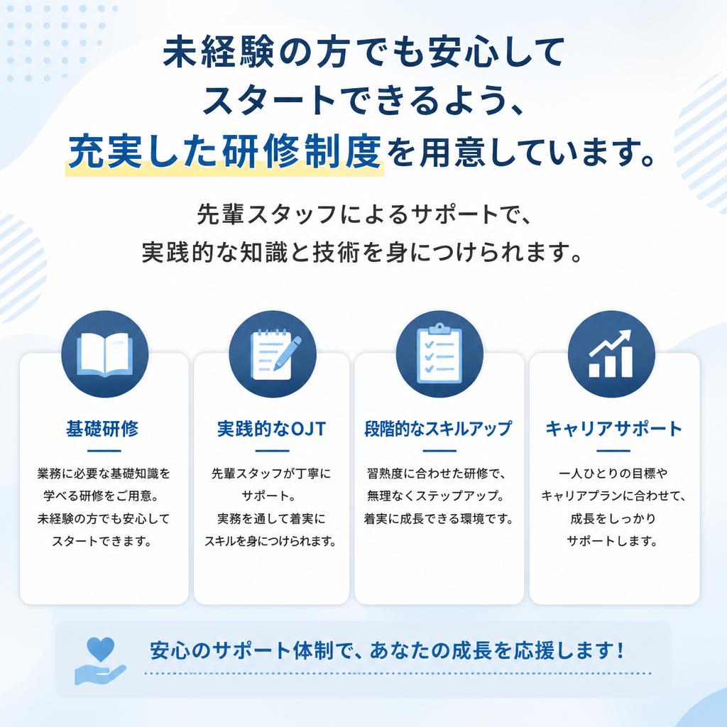 手厚い研修制度を完備！